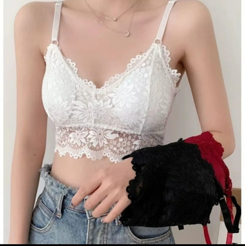 Imported Girls Fashionable Net Floral Crop Tops