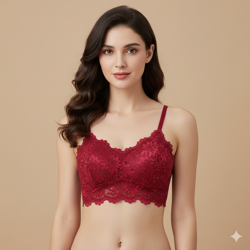 Imported Girls Fashionable Net Floral Crop Tops