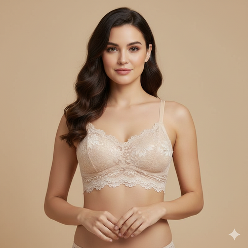 Imported Girls Fashionable Net Floral Crop Tops