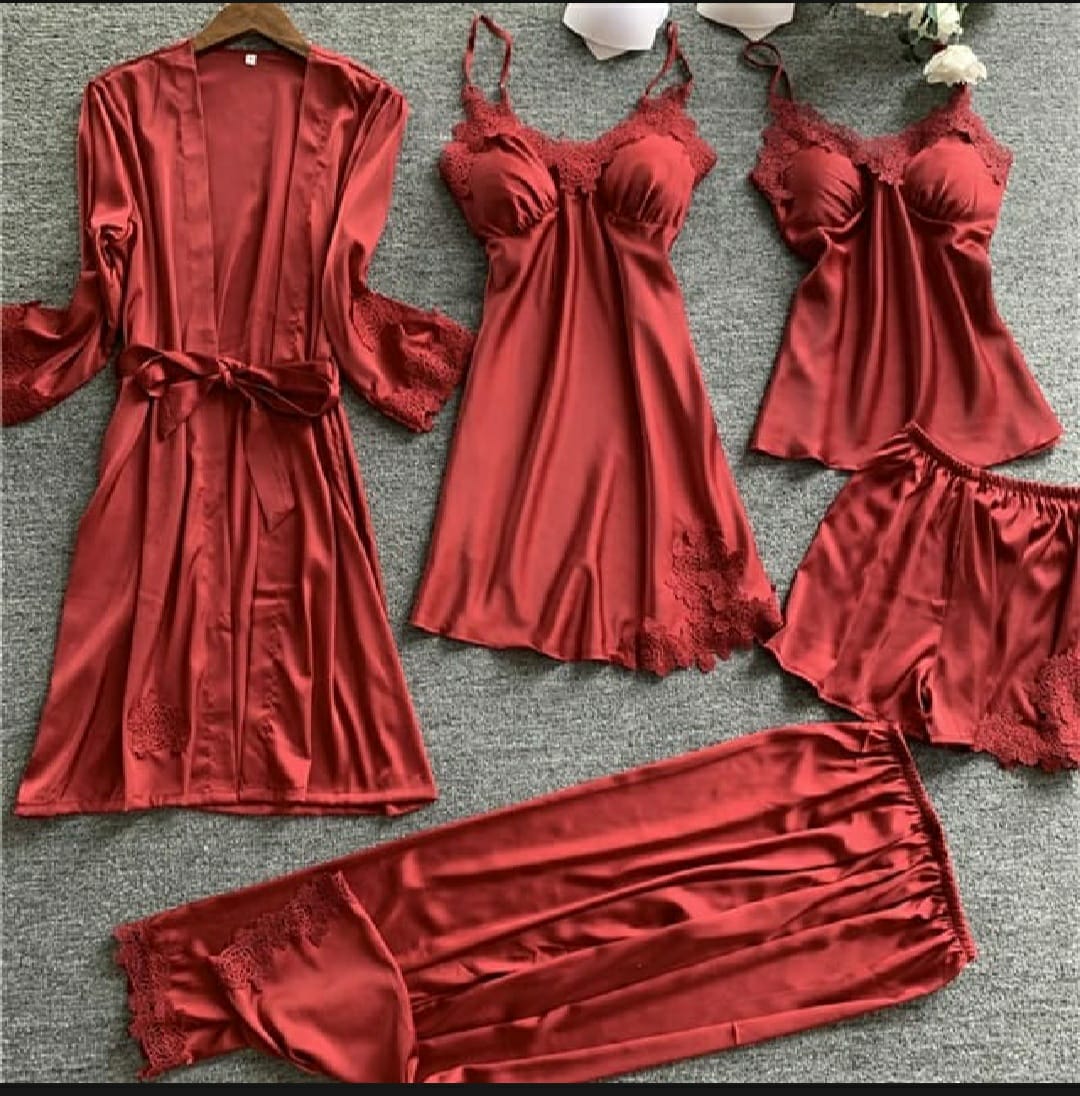 5 Piece - Night Dress Premium Quality Bridal Set