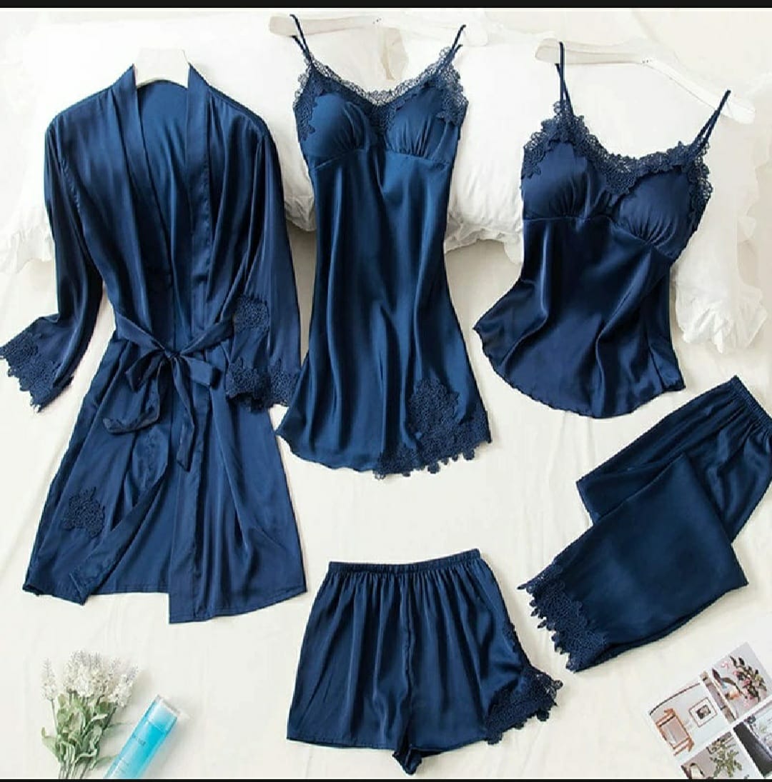 5 Piece - Night Dress Premium Quality Bridal Set