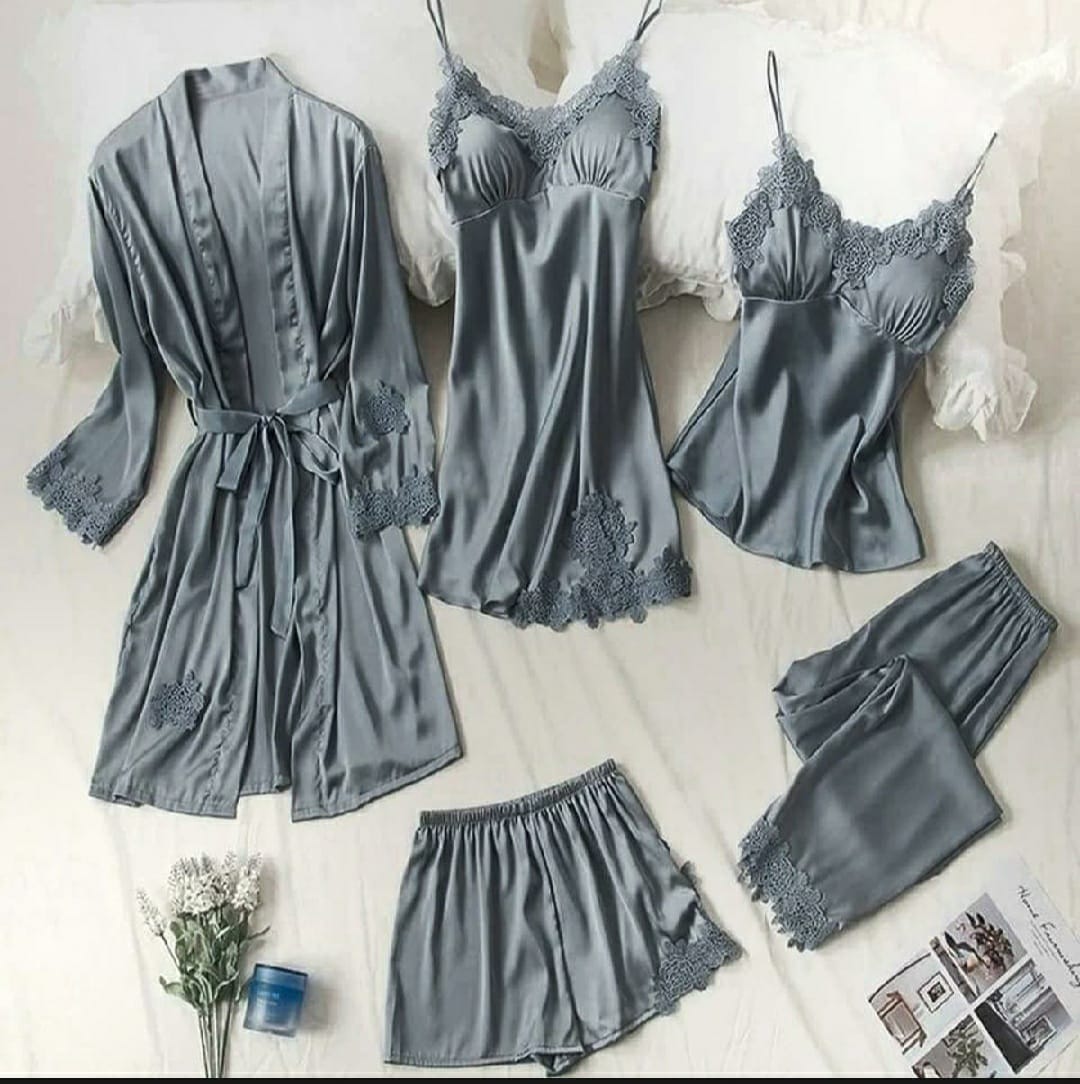 5 Piece - Night Dress Premium Quality Bridal Set