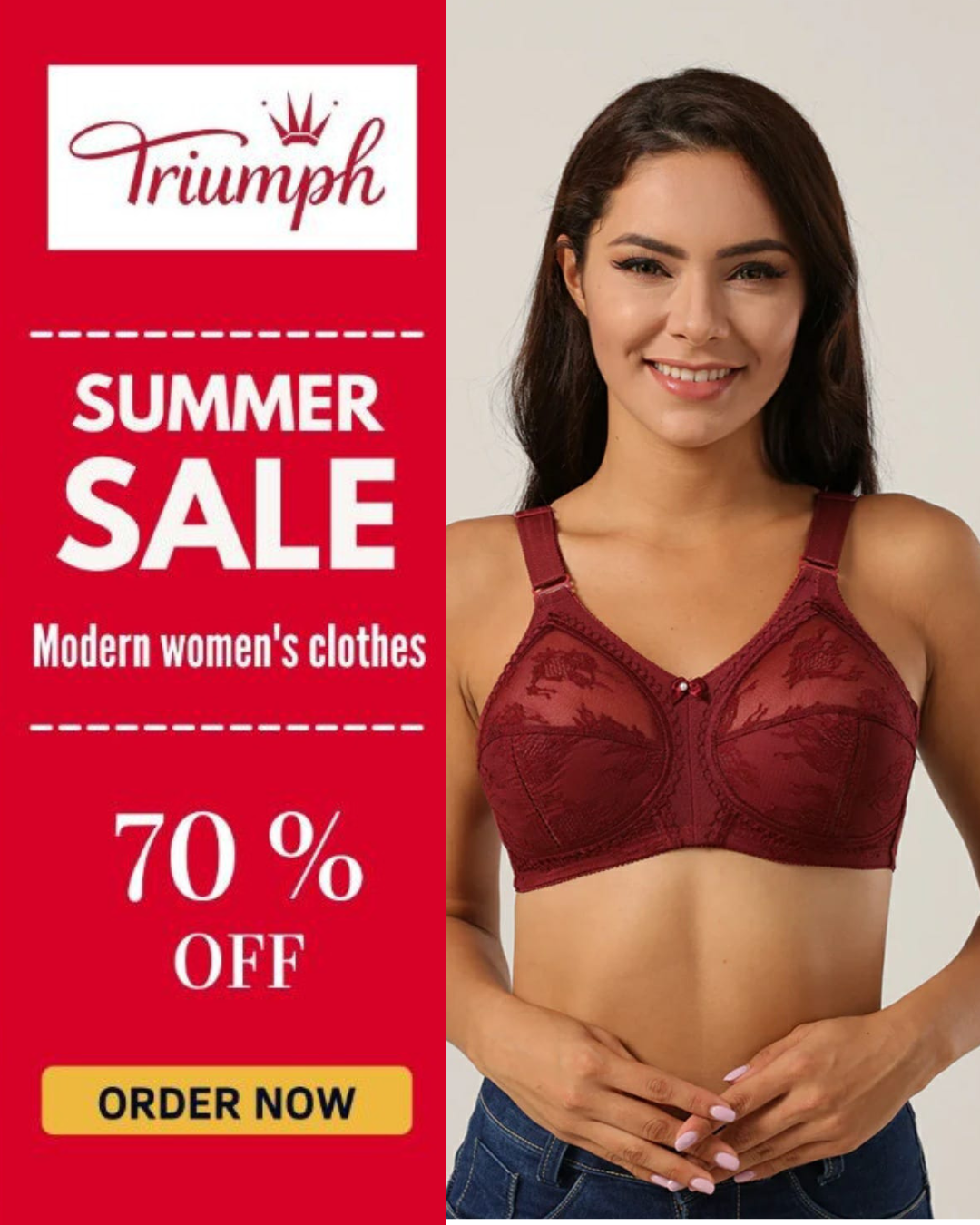 70% OFF | PACK OF 3 IMPORTED TRIUMPH DOREENA BRA BEST FOR SUMMER | FREE HOME DELIVERY