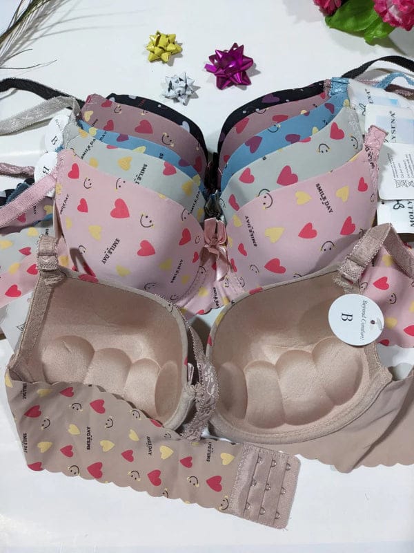 Imported Heart Printed Padded Bra & Panty Set