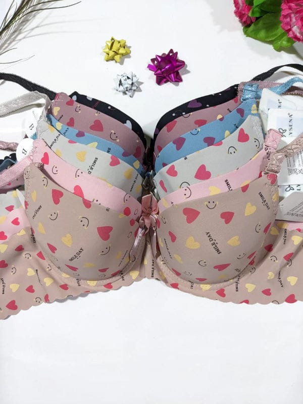 Imported Heart Printed Padded Bra & Panty Set
