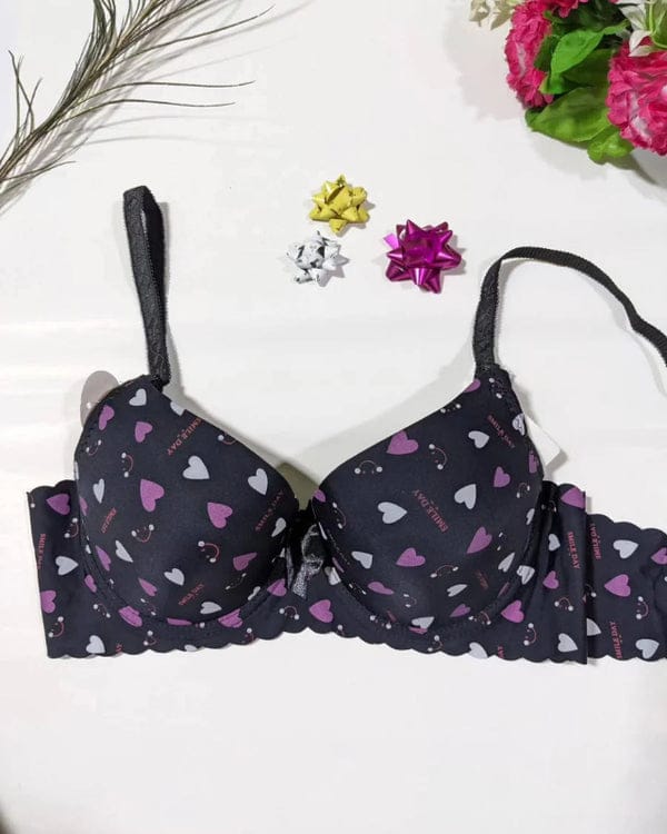 Imported Heart Printed Padded Bra & Panty Set