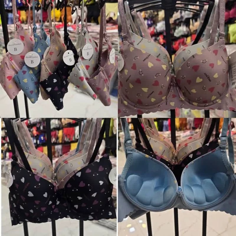 Imported Heart Printed Padded Bra & Panty Set